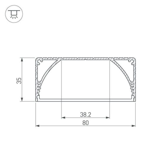 Профиль с рассеивателем Arlight ALU-POWER-W80N-2000 ANOD+FROST 019097