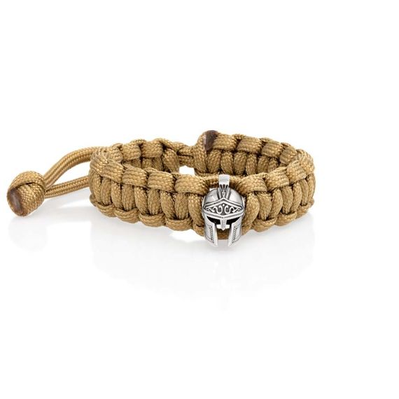 Браслет с шармом Спартанский шлем из мельхиора - армейский паракорд, вид 1