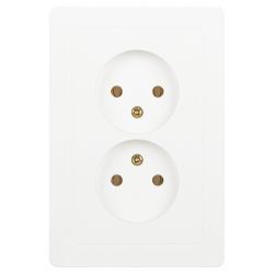 Розетка Intro Style 7-204-01 двойная без заземления 2х2P, 16А-250В, IP20, СУ, белый | Intro