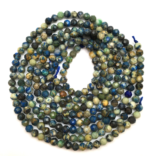 Азурмалахит граненый 3 мм, бусины (нить)