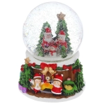 Сувенир Снежный шар «Веселая встреча» 12.5*12.5*15 см (падающий снег, подсветка, музыка), микс