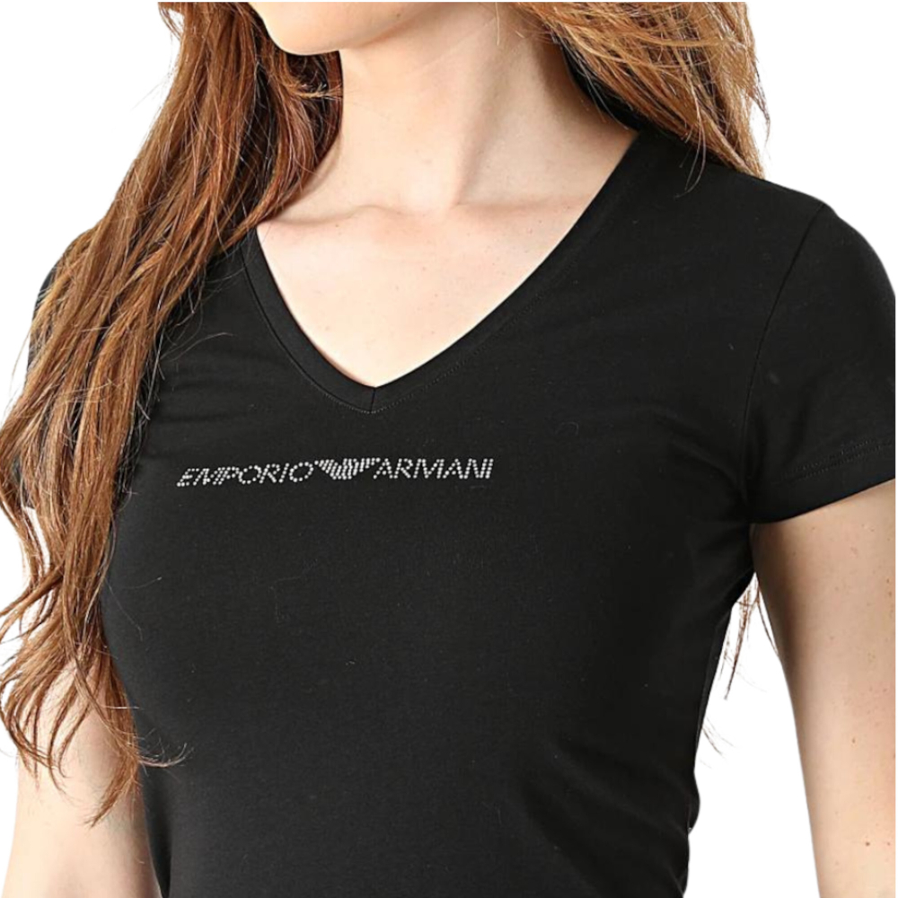 Женская футболка черная V NECK Emporio Armani 164407_CC318 00020