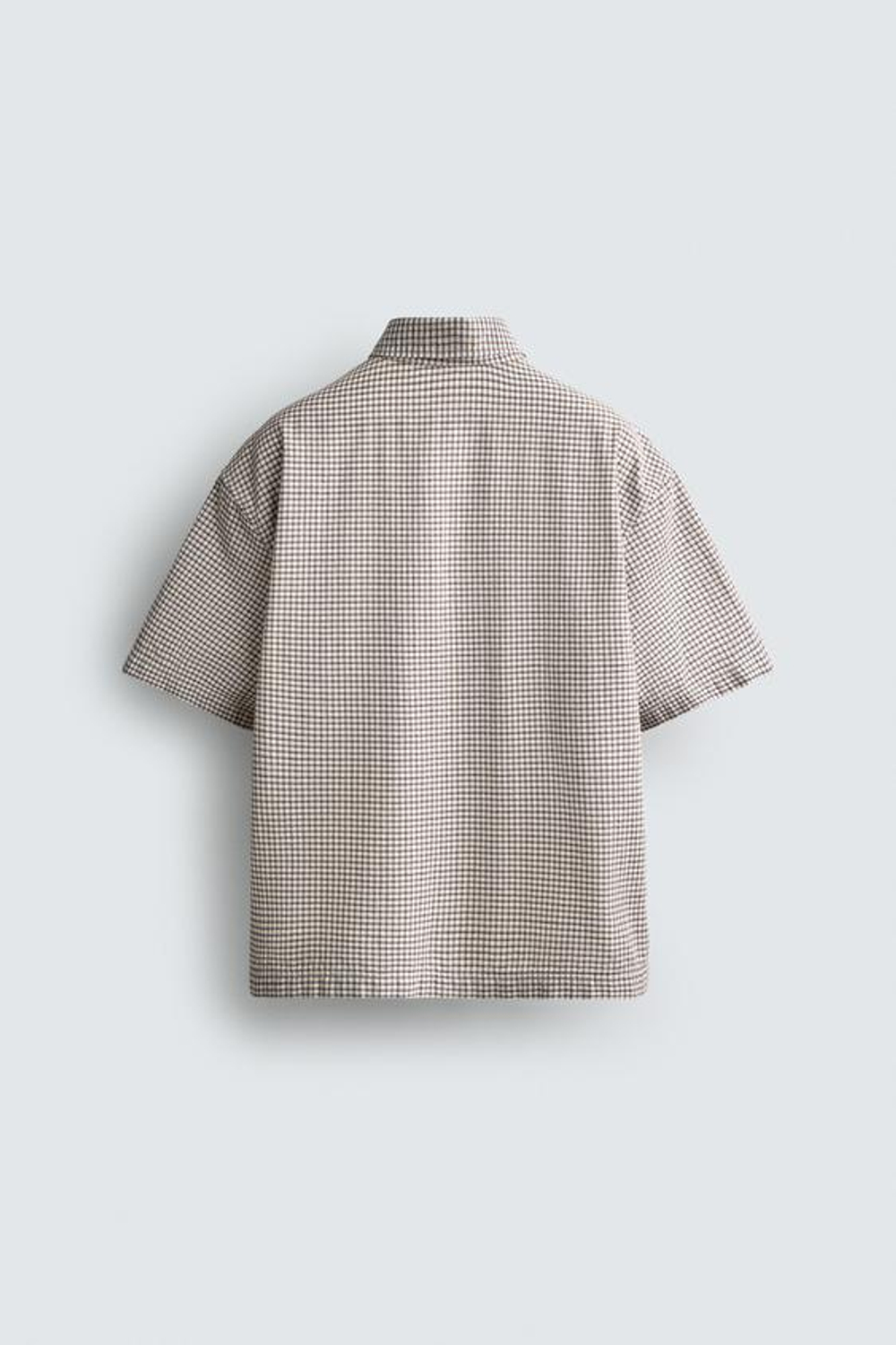 ZARА РУБАШКА RELAXED FIT В КЛЕТКУ С ВЫШИВКОЙ, СИНИЙ