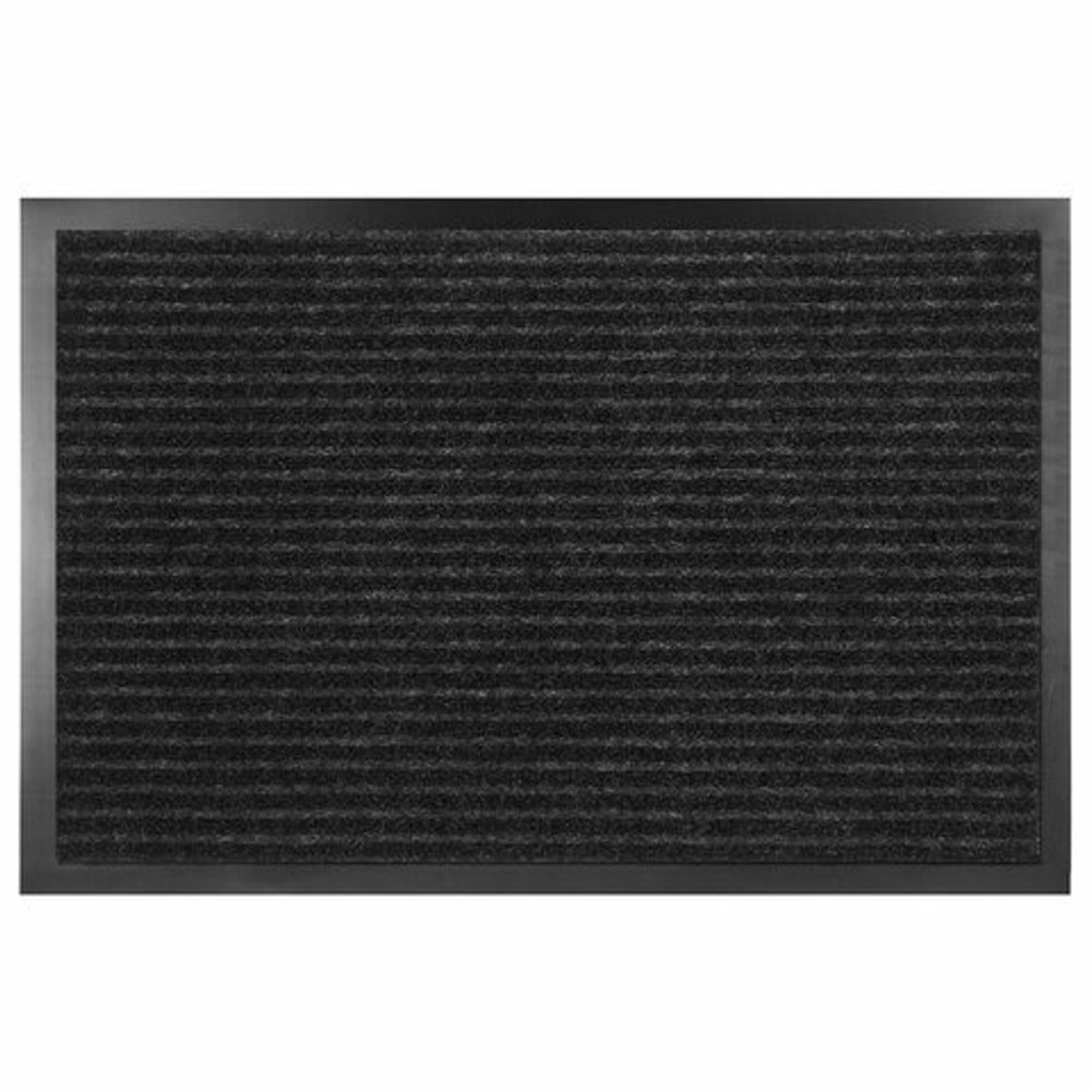 Коврик придверный 90х150 см, ЧЕРНЫЙ, влаго-грязезащитный, 430 г/м2, ребристый, ЛЮБАША СТАНДАРТ, 701038