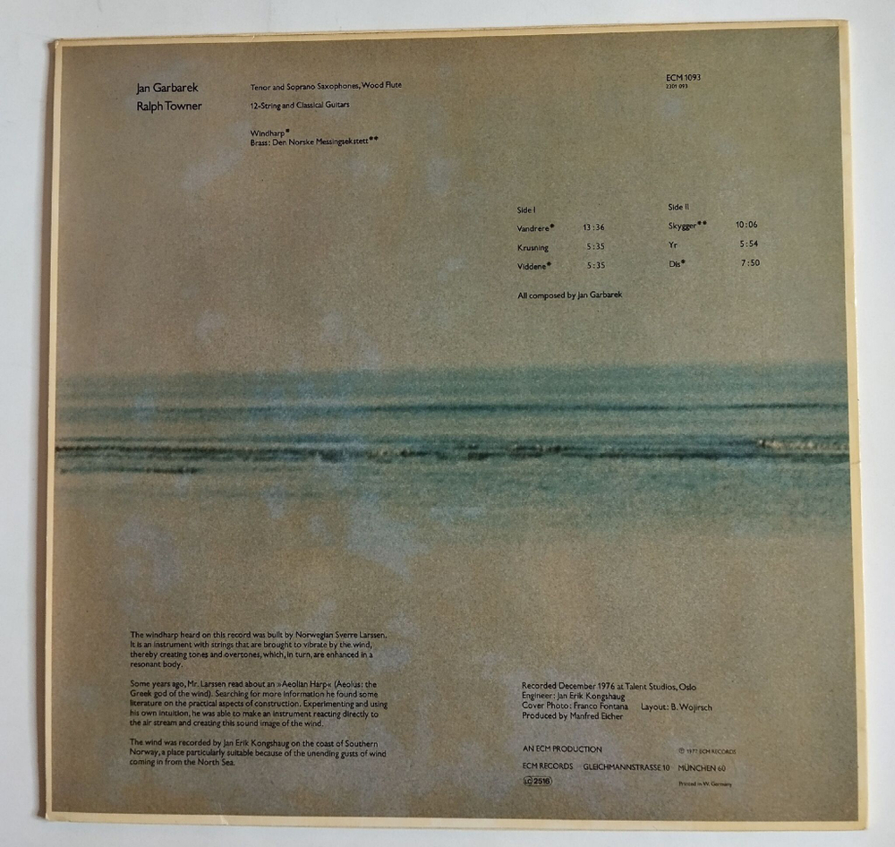 Винтажная виниловая пластинка LP Jan Garbarek Dis (Germany 1977)