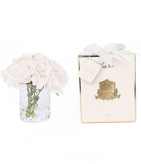 Букет розы и гортензии в прозрачной вазе "ёлочка", Cote Noire