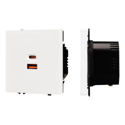 Механизм розетки с быстрой USB зарядкой SCT-NOBE-MUAC-SFPL-FC-WH (65W, QC3) (Arlight, Белый кварц) 054316