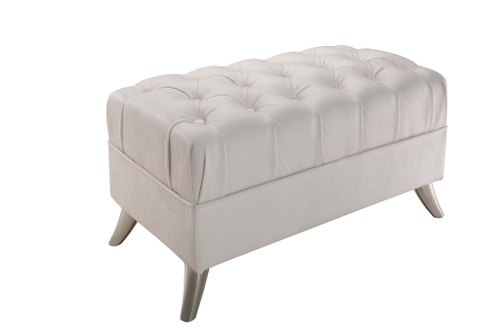 Банкетка в каретной стяжке Эксклюзив без ящика, белая эко-кожа