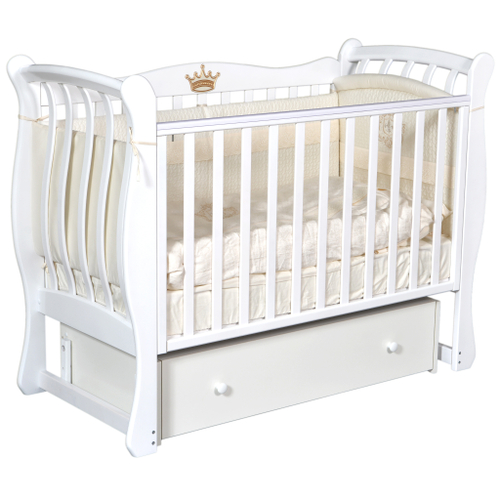 Детская кроватка Luiza (3) (изогнутые боковые спинки, универсальный маятник, закрытый ящик)