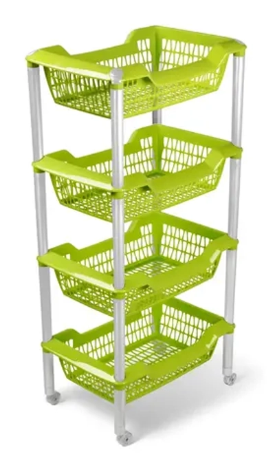 Этажерка универсальная на колесиках «Джета» 4 корзины, цвет оливковый, 44*30,489,6см С736ОЛВ