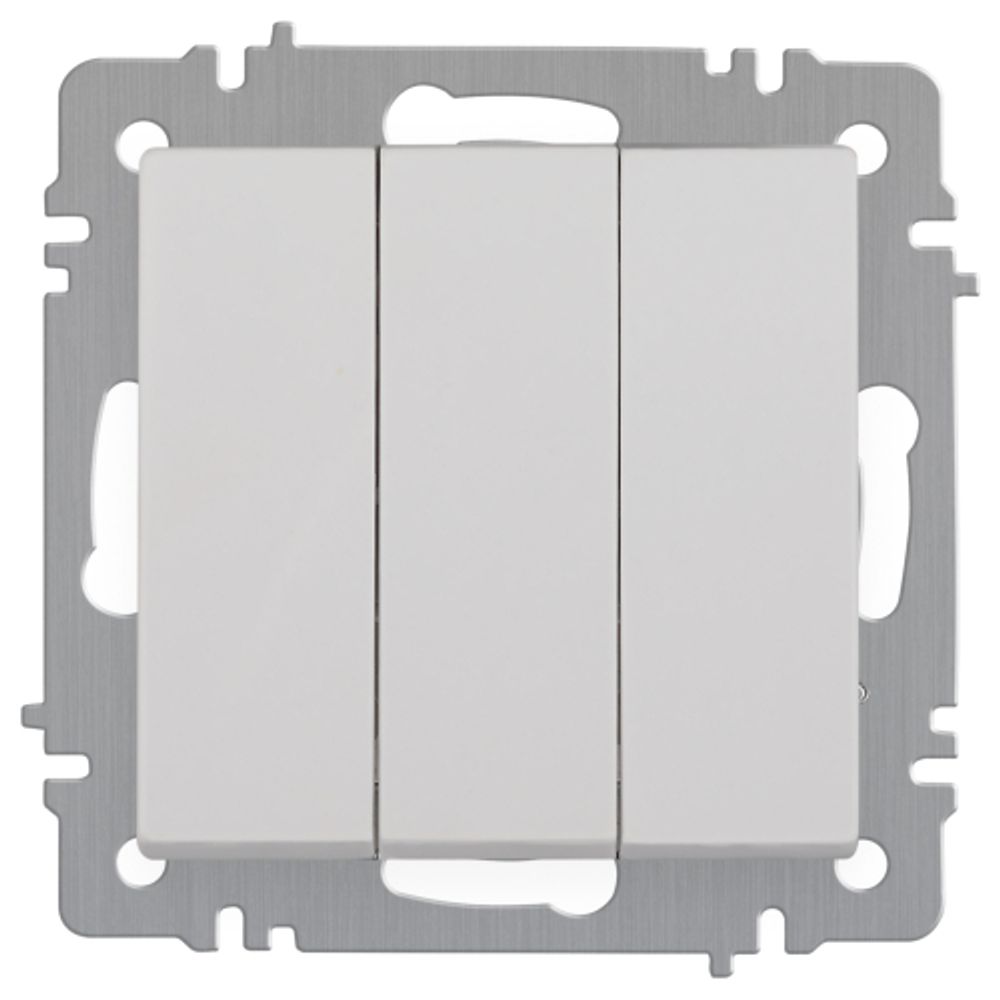 Выключатель Intro Accent 6-106-01 тройной, 10А-250В, IP20, СУ, AL/CU, белый | Intro