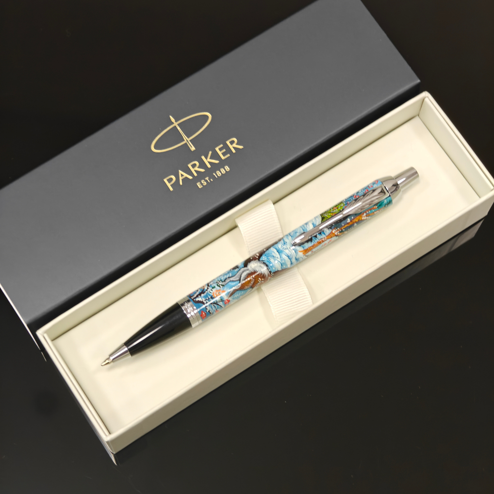 Ручка "Схватка" с ручной росписью Палех в коробке