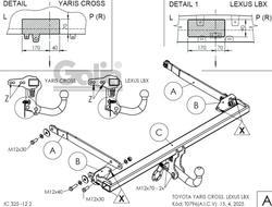 Фаркоп оцинкованный для Toyota Yaris Cross 2021-, Lexus LBX 2024- условно-съемное крепление шара, Galia.T079A