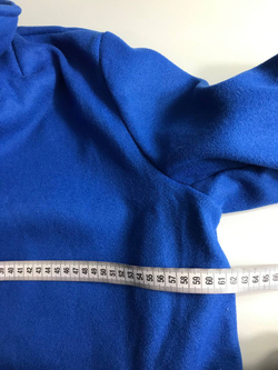 Пальто насыщенного синего цвета без подкладки свободного кроя, маркировка S, 44 размер, но по замерам можно до 48