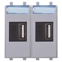 USB зарядное устройство модульное,  "Avanti", "Закаленная сталь", 2модуля