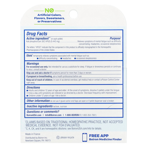 Boiron, Kali phosphoricum, средство для снятия умственной усталости, гранулы для рассасывания, 30C, 3 тюбика, прибл. 80 гранул в каждой