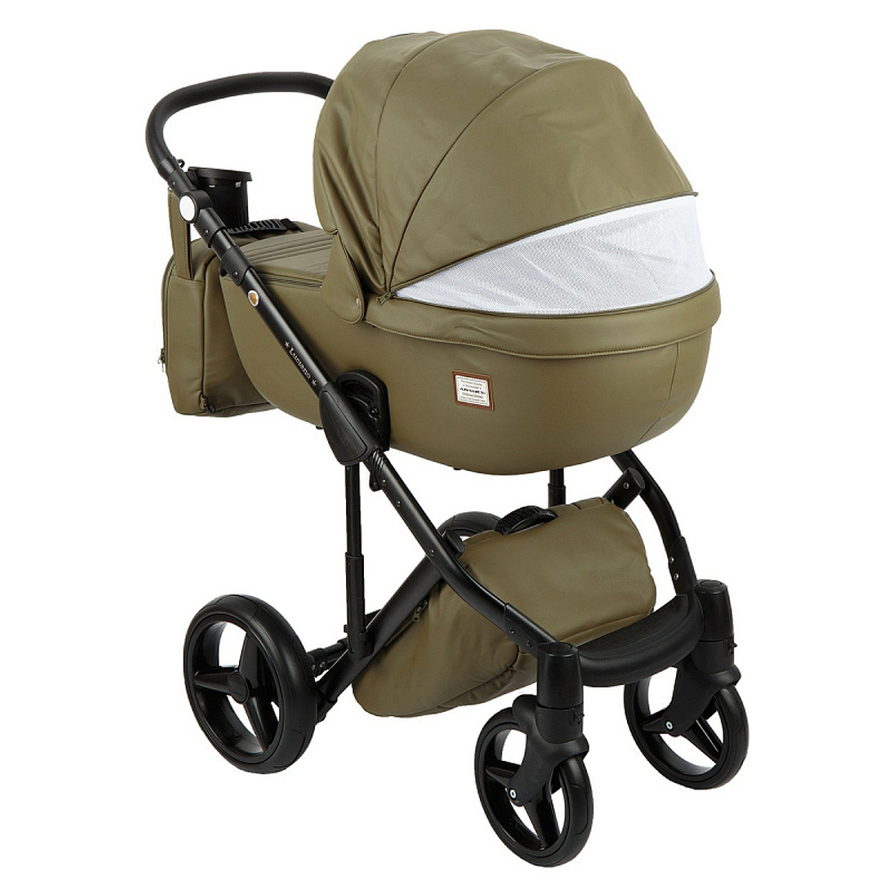 Детская коляска Adamex Luciano Deluxe 2 в 1 Q106 (ХАКИ 100% КОЖА)