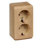 Schneider Electric ЭТЮД Сосна Розетка 2-местная открытая установка с заземляющими контактами со шторками PA16-008D