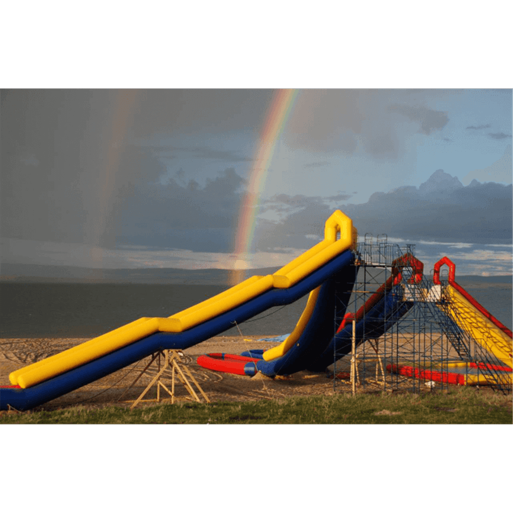 Надувная прямая водная горка для вышки (опоры) «Стрела» с двумя ступенями 12*2,5*5 м