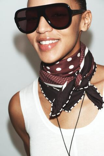 ZARA ПЛАТОК ИЗ ВИСКОЗЫ 100% В ГОРОШЕК, КОРИЧНЕВЫЙ