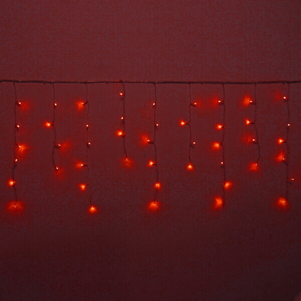 Гирлянда для улицы БАХРОМА ш3м* в40/60см 100 ламп LED, прозр. пров, 8 реж, IP-54, Красный (возможность соединения)