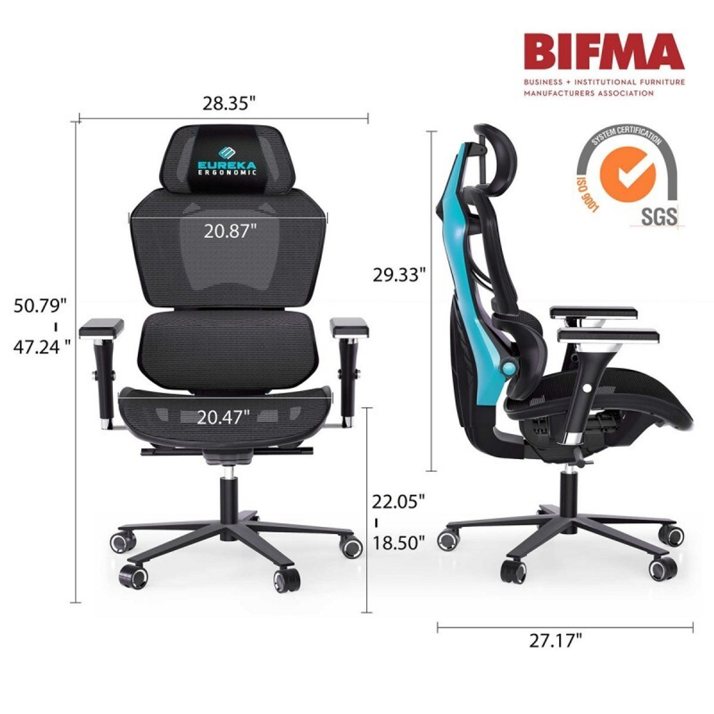 Эргономичное компьютерное кресло (для геймеров) Eureka TYPHON, Blue (ERK-GC05-BU)