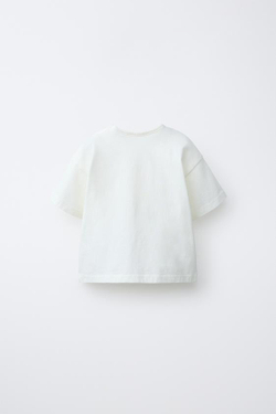 ZARA ФУТБОЛКА С ВЫШИТЫМИ ЦЫПЛЯТАМИ, ЭКРЮ