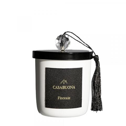 Парфюмерная свеча в стеклянном стакане белая с кристаллом Floreale "Цветочный" 200 гр