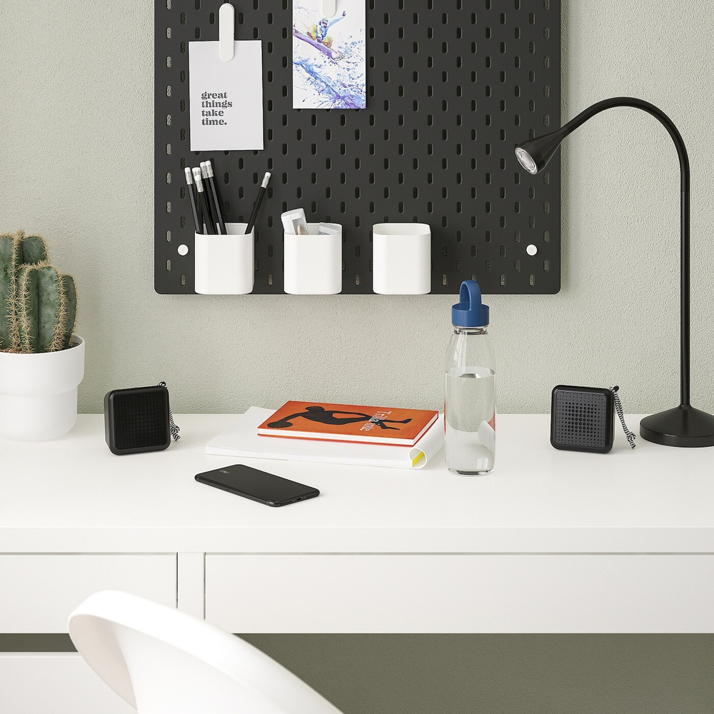 IKEA VAPPEBY  (ИКЕА ВАППЕБЙ)  -  Bluetooth колонки, черные/2 шт. водонепроницаемые
