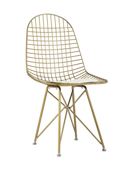 Стул обеденный Eiffel золотой с белой подушкой 4 шт