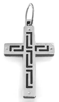 Ювелирный крест из серебра с карбоном