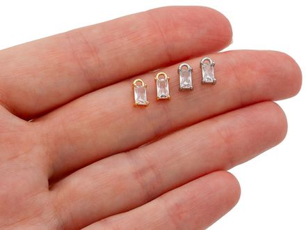 Подвеска-Прямоугольная 9мм, с прозрачным кристаллом