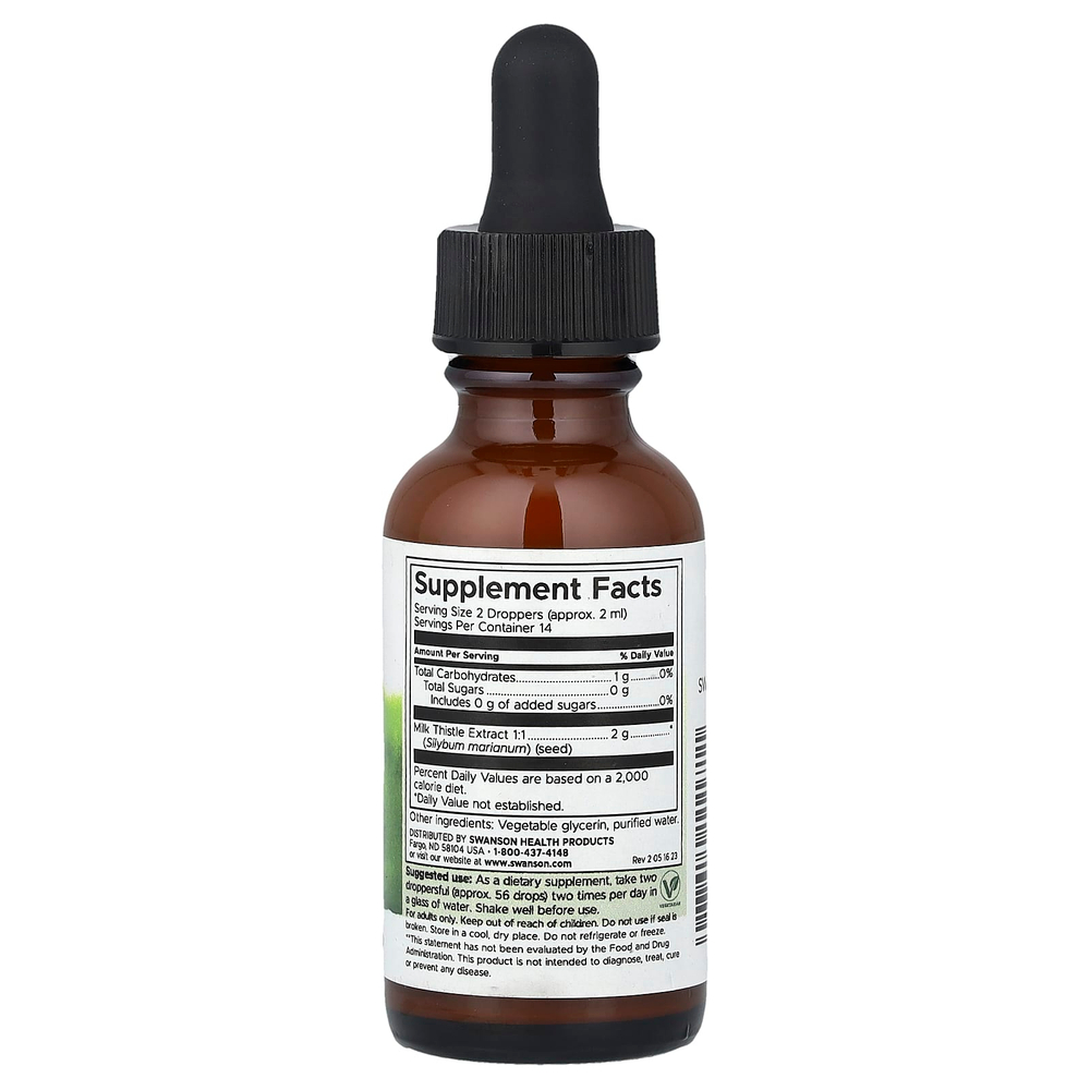 Swanson Vitamins, жидкий экстракт расторопши, без спирта и сахара, 29,6 мл (1 жидк. унция)