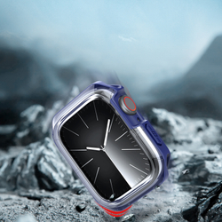Чехол-бампер с синими вставками от Dux Ducis для часов Apple Watch 45мм на модели 7, 8 и 9 серии, серия Tamo Series Case