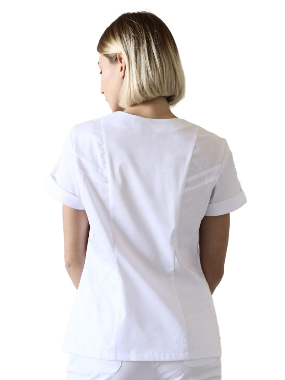 Блуза медицинская женская Доктор стиль ЛУ 1230 Aльфа , белый-зеленый, 40