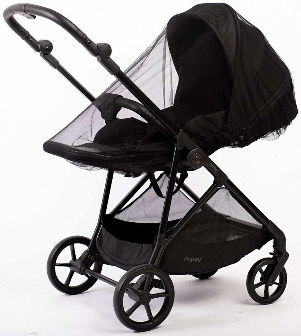 Прогулочная коляска Peppy Amici с автокреслом Verona Black Black рама Black