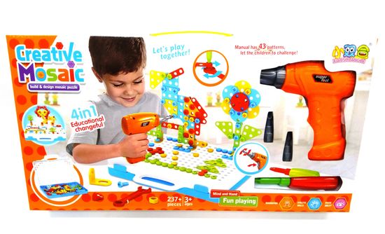 Пазл мозаика Creative mosaic 4в1 в чемодане с шуруповертом