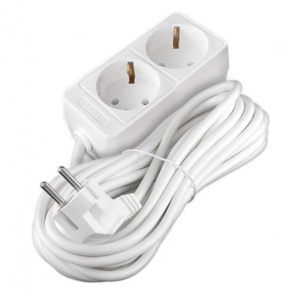 Удлинитель бытовой 2 гн, 5 м, ПВС, с/з, 2200 Вт, Союз, 481S-9205