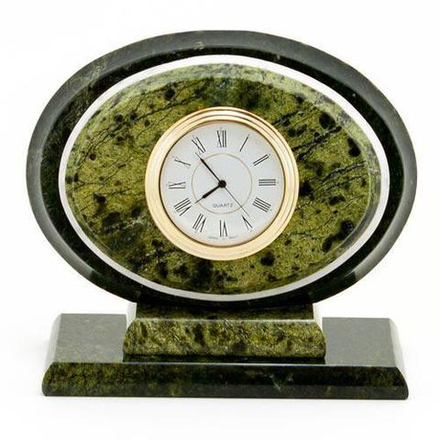 Часы "Овал" камень змеевик, мрамор 140х70х120 мм 1100 гр. R113545