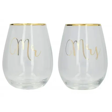 Kitchen Craft Набор из 2 бокалов для вина Mr & Mrs 590 мл