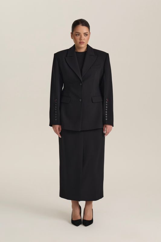 Жакет с объемными плечами, черный