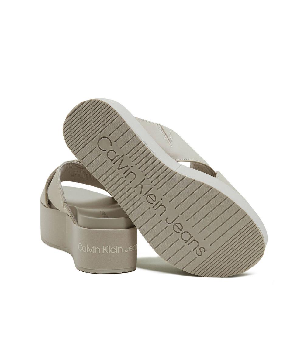 Кожаные шлепанцы CALVIN KLEIN JEANS - серый(YW0YW01349)