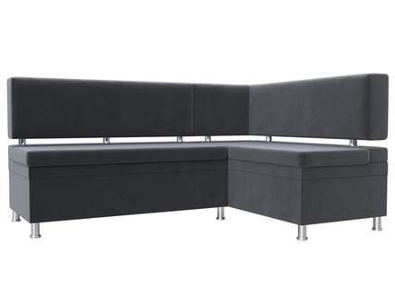 Диван кухонный угловой Стайл правый угол, Серый, Велюр, 111659