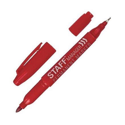 Маркер перманентный двухсторонний 0,8/2,2мм, Staff Manager PM-625, красный