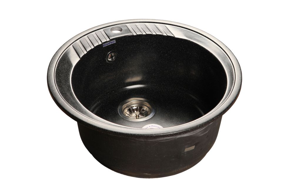 GRANFEST Мойка мрамор RONDO GF-R--520   D=520 мм   черный   арт.GF-