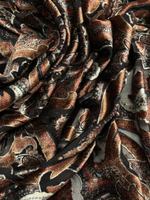 Шелк с вискозой деворе Etro черный с коричнево-розовым дизайнерским узором