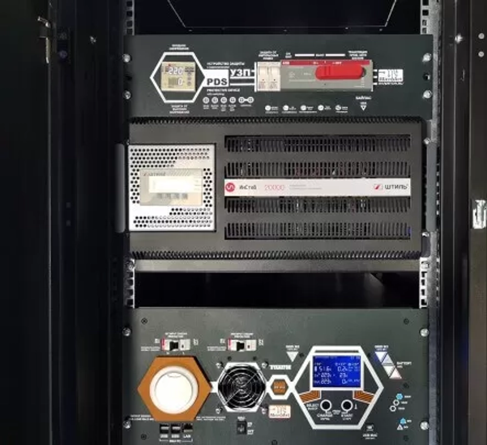 ИБП МАП LONG TIME 10000 19.2 кВт*ч, карбон, 1 фаза (АКБ 400Ач*48В), в шкафу 48 U