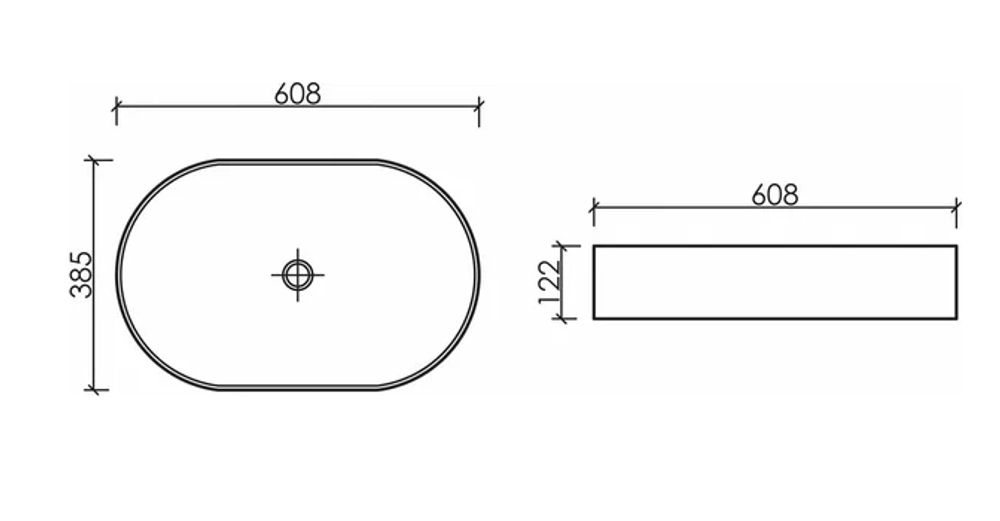 Умывальник чаша накладная овальная (цвет Черный Матовый) Element 608x385x122мм