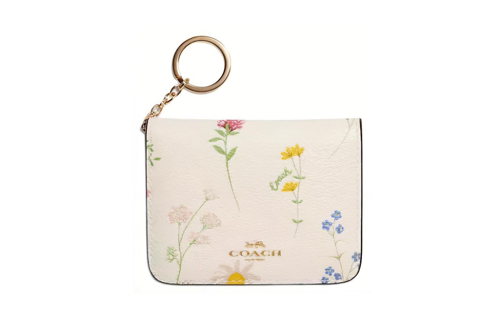 COACH Card Case Canvas Card Holder Women"s White