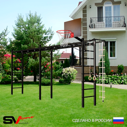 Уличная шведская стенка Sv Sport рукоход х 2 У50600К (Турник/Щит баскет/Канат/кольца/лестница)